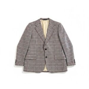 Vintage 60s Este's Bespoke 100% Cashmere Plaid Sport Jacket Blazer 42 L Brown